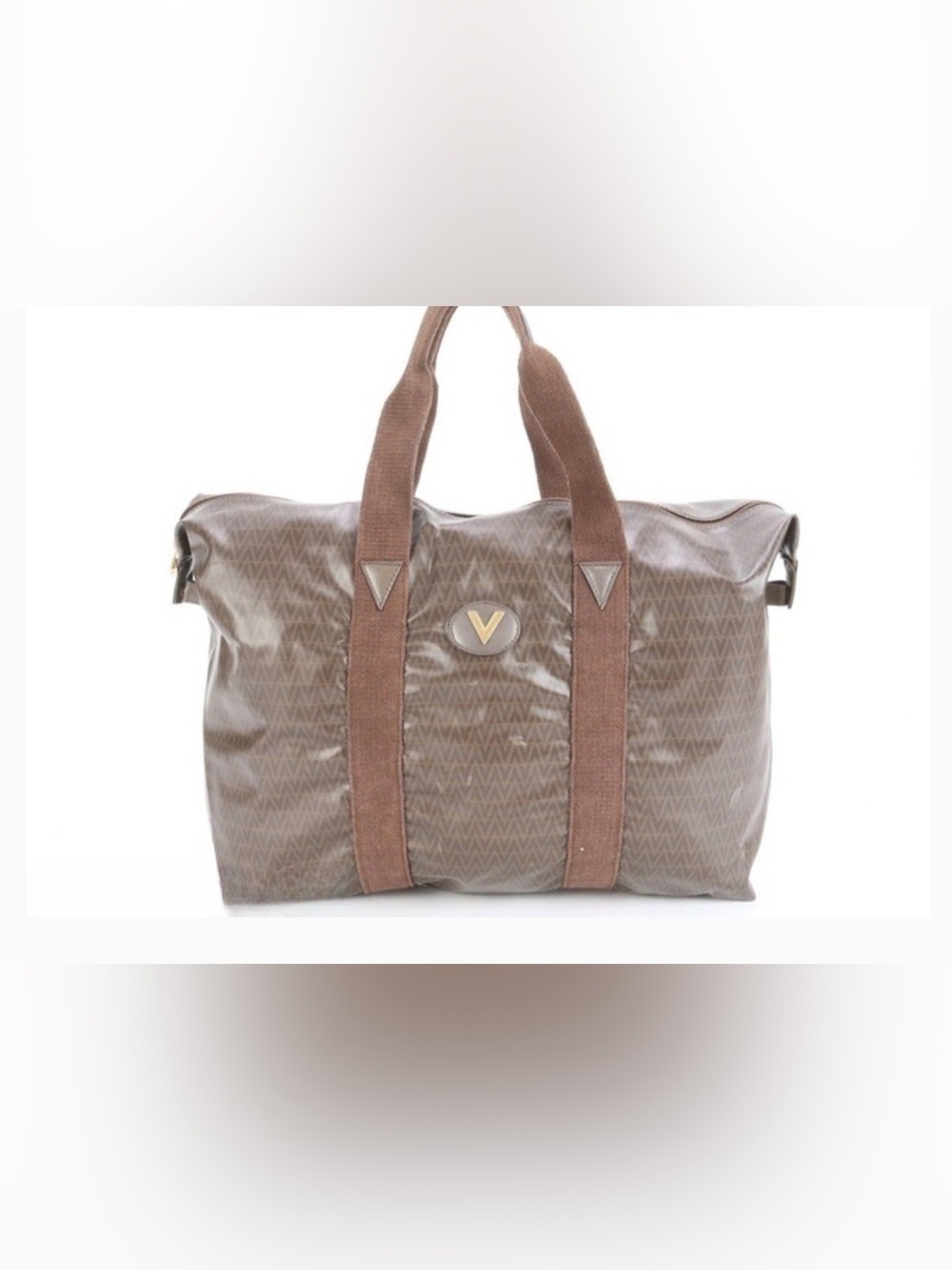 Vintage Valentino Mario Brown Patterned Travel Tote